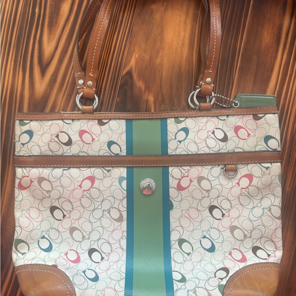 Stylish Coach Multicolor Tote Bag